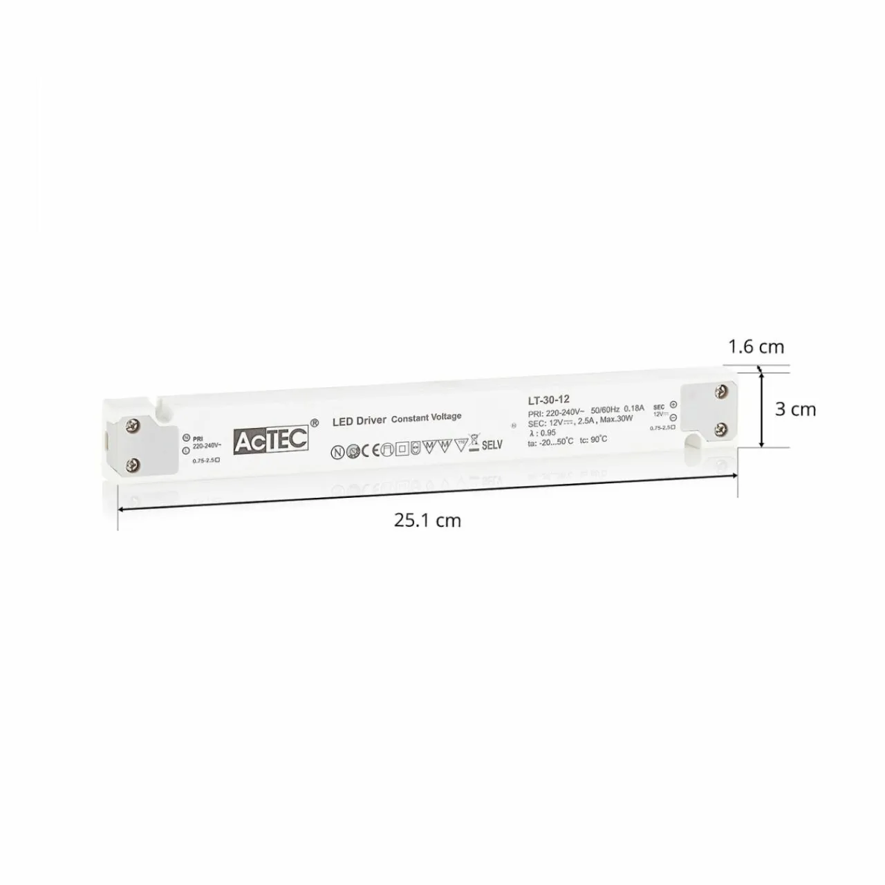 actec_lt_driver_led_cv_v_w_0.webp AcTEC LT driver LED CV 12 V, 30 W^ Bloc D'Alimentation Courant Constant