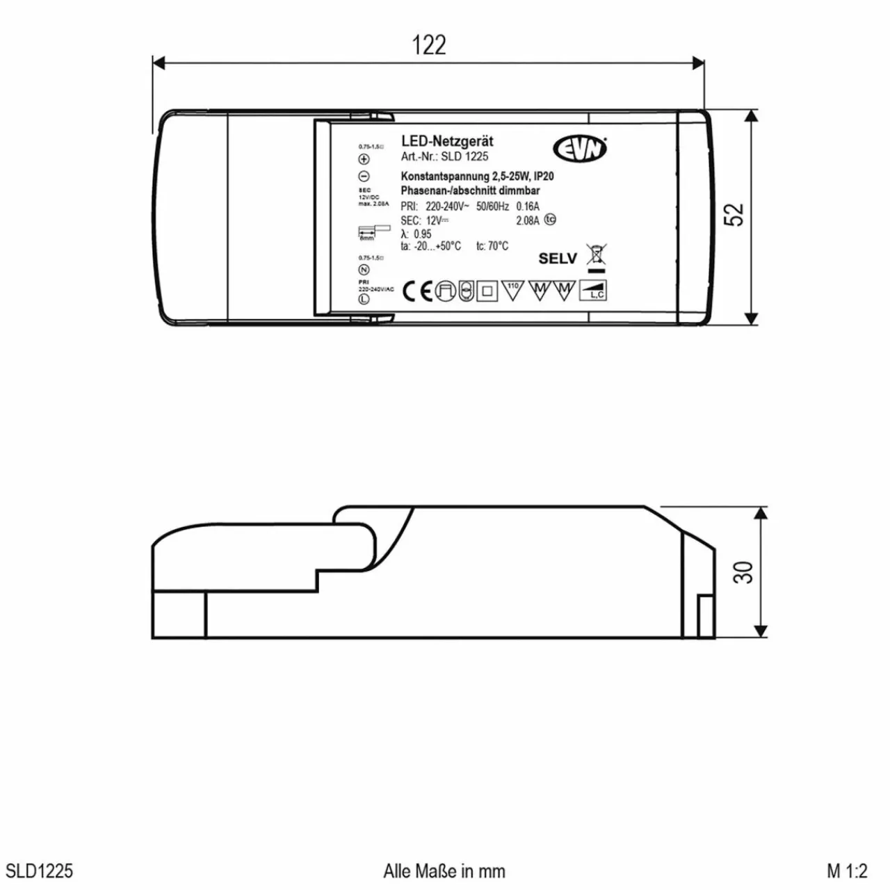 alimentation_vdc_w_ip_vac_1-2.webp EVN Alimentation 12V/DC 2,5-25W, IP20, 230-240V/AC^ Tension Constante