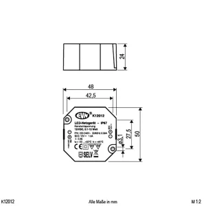 EVN Alimentation 12V/DC 0,1-12W, IP65, 220-240V/AC^ Tension Constante