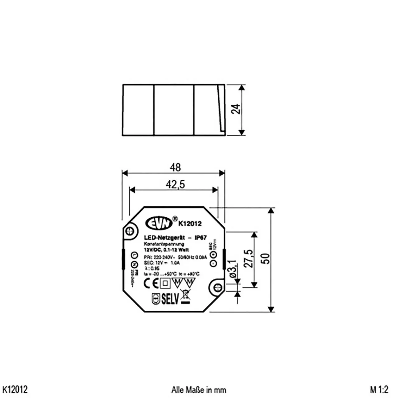 alimentation_vdc_w_ip_vac_1.webp EVN Alimentation 12V/DC 0,1-12W, IP65, 220-240V/AC^ Tension Constante
