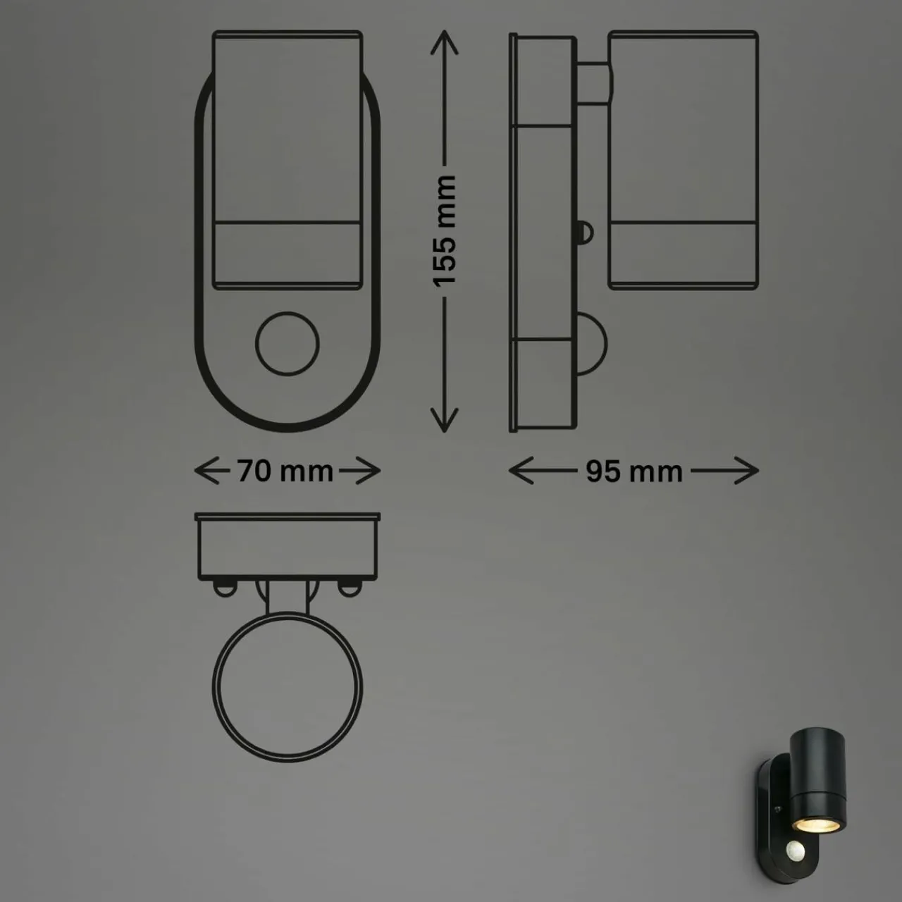 applique_dextrieur__dtecteur__noir_plastique_gu_2.webp Briloner Applique d'extérieur à détecteur 3789015, noir, plastique, GU10^ Appliques D'Extérieur Avec Détecteur