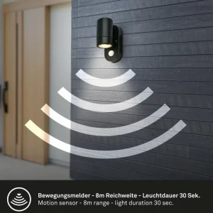 Briloner Applique d'extérieur à détecteur 3789015, noir, plastique, GU10^ Appliques D'Extérieur Avec Détecteur