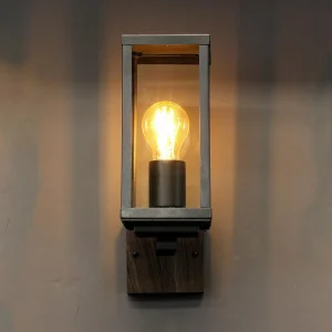 Eco-Light Applique d’extérieur Karo, debout, décor bois^ Appliques Murales Extérieures