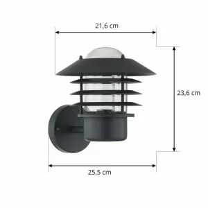 Lindby Applique d'extérieur Belmiro, fer, 23,5cm, E27, noir^ Appliques Murales Extérieures