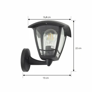 Lindby Applique d'extérieur Isidoro, noir, lanterne, plastique^ Luminaires De Terrasse