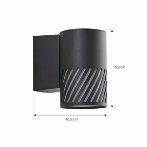 Lindby Applique d'extérieur Lurinda, noir, aluminium, Ø 10,5 cm^ Luminaires De Terrasse