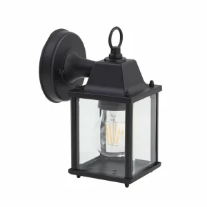 Lindby Applique d'extérieur Rurik, noir, verre, aluminium, E27^ Luminaires De Terrasse
