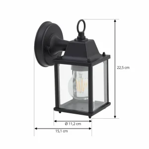 Lindby Applique d'extérieur Rurik, noir, verre, aluminium, E27^ Luminaires De Terrasse