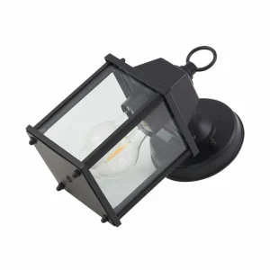 Lindby Applique d'extérieur Rurik, noir, verre, aluminium, E27^ Luminaires De Terrasse