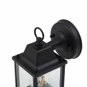 Lindby Applique d'extérieur Rurik, noir, verre, aluminium, E27^ Luminaires De Terrasse