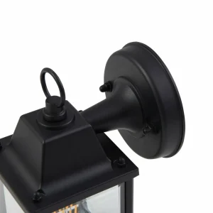 Lindby Applique d'extérieur Rurik, noir, verre, aluminium, E27^ Luminaires De Terrasse