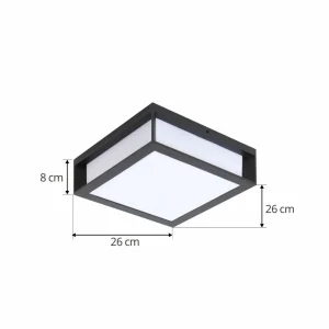 Lindby Applique d'extérieur Sivana, noir, aluminium, 26 cm x 26 cm^ Luminaires De Terrasse