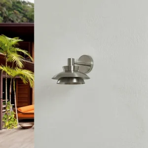 Lucande Applique d'extérieur Thais, gris, acier inoxydable, Ø 25 cm^ Luminaires De Terrasse