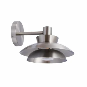 Lucande Applique d'extérieur Thais, gris, acier inoxydable, Ø 25 cm^ Luminaires De Terrasse
