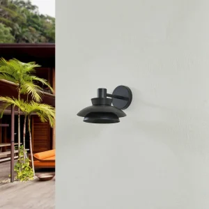 Lucande Applique d'extérieur Thais, noir, fer, Ø 25 cm^ Luminaires De Terrasse