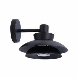 Lucande Applique d'extérieur Thais, noir, fer, Ø 25 cm^ Luminaires De Terrasse