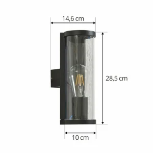 Lucande Applique d'extérieur Zanta, hauteur 28,2 cm, IP65, noir^ Luminaires De Terrasse
