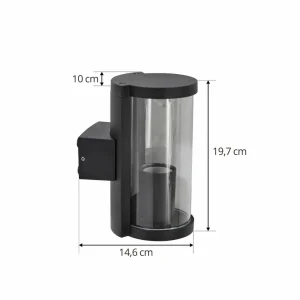 Lucande Applique d'extérieur Zanta, hauteur 19,7 cm, IP65, noir^ Luminaires De Terrasse