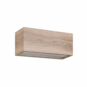 Trio Lighting Applique d'extérieur Mayenne, couleur bois, Up- & Downlight, angulaire^ Luminaires De Terrasse