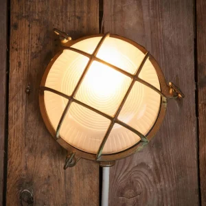 Moretti Luce Applique d'extérieur Tortuga, laiton ancien/opale^ Appliques Murales Extérieures