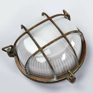 Moretti Luce Applique d'extérieur Tortuga, laiton ancien/opale^ Appliques Murales Extérieures