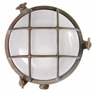 Moretti Luce Applique d'extérieur Tortuga, laiton ancien/opale^ Appliques Murales Extérieures