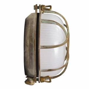 Moretti Luce Applique d'extérieur Tortuga, laiton ancien/opale^ Appliques Murales Extérieures