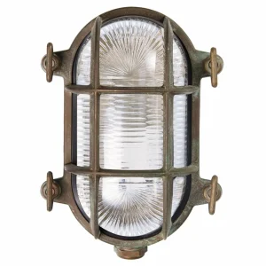 Moretti Luce Applique d'extérieur Tortuga ovale 17cm laiton ant^ Appliques Murales Extérieures