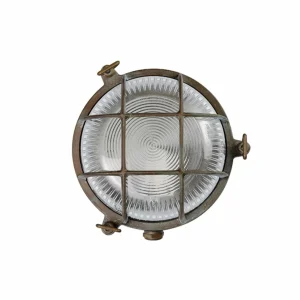 Moretti Luce Applique extérieur Tortuga, laiton antique, verre^ Appliques Murales Extérieures