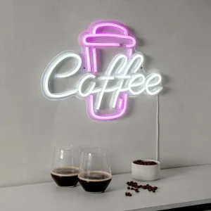 STAR TRADING Applique murale LED Coffee, rose/blanc, plexiglas, 40 x 30 cm USB^ Lampes Décoratives