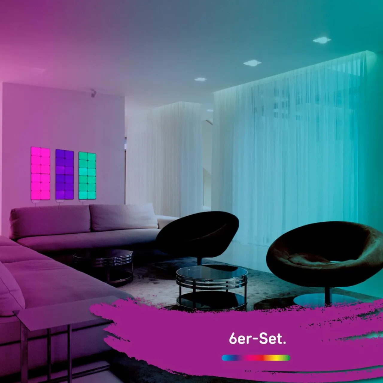 applique_murale_led_magic_panel_rgbw_carr_lot_de__1.webp Müller-Licht Applique murale LED Magic Panel RGBW, carré, lot de 6^ Lampes Décoratives