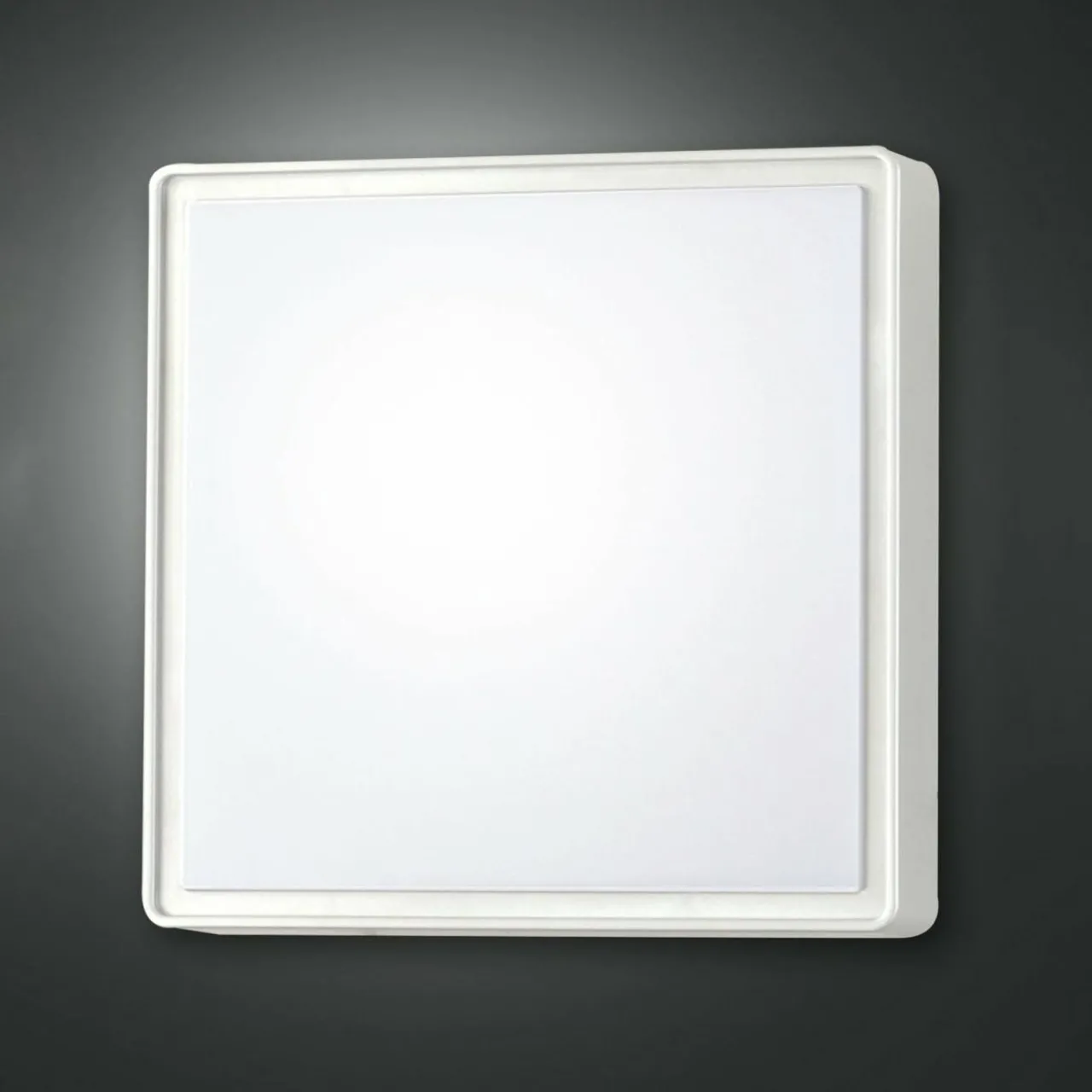 Fabas Luce Applique murale Oban, 30 cm x 30 cm, capteur, 2 x E27, blanc, IP65^ Appliques D'Extérieur Avec Détecteur