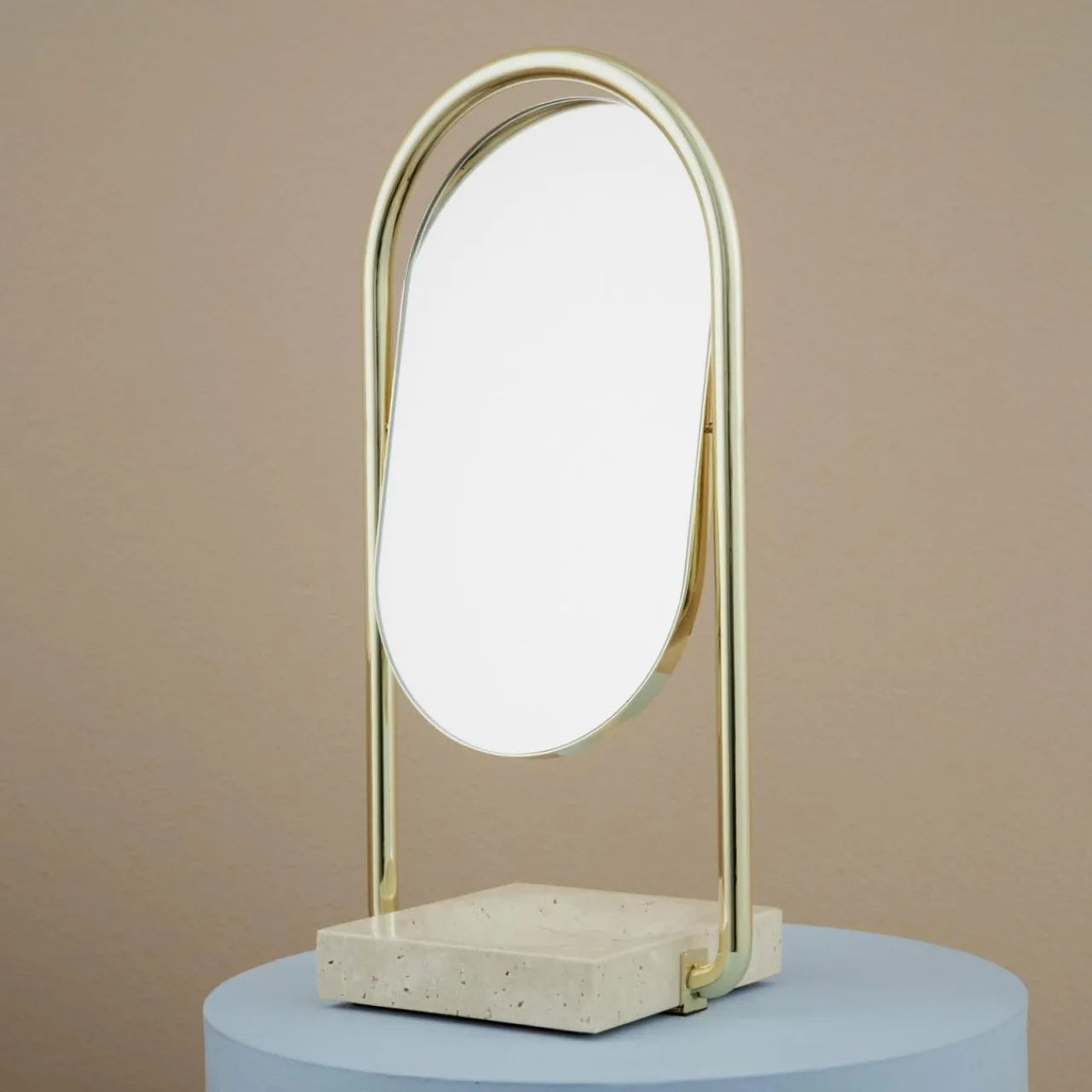 AYTM miroir de table Angui, doré, hauteur 35 cm, verre, marbre^ Meubles & Aménagements