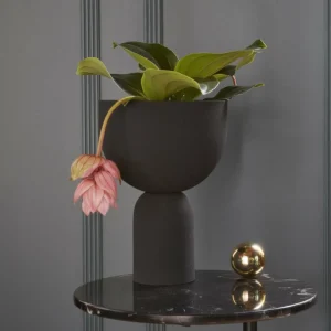 AYTM pot de fleurs Torus, noir, Ø 22 cm, hauteur 30,6 cm, fer^ Meubles & Aménagements