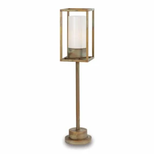 Moretti Luce Borne lumineuse Cubic³ 3370 laiton ancien/opale^ Bornes Éclairage Extérieur