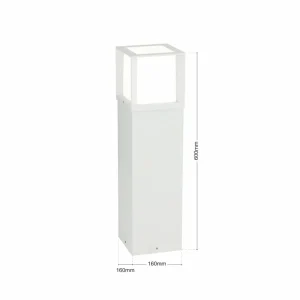 ORION Borne lumineuse Henry, blanc, hauteur 60 cm, alu/inox^ Bornes Éclairage Extérieur