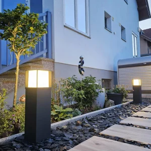 ORION Borne lumineuse Henry, noir, hauteur 60 cm, alu/inox^ Bornes Éclairage Extérieur