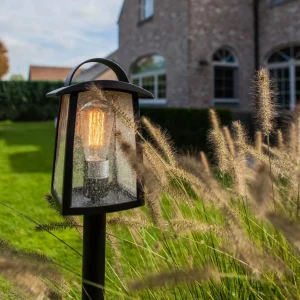LUTEC Borne lumineuse Kelsey avec verre orné de gouttes^ Bornes Éclairage Extérieur