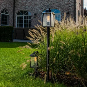 LUTEC Borne lumineuse Kelsey avec verre orné de gouttes^ Bornes Éclairage Extérieur