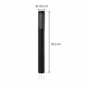 Lindby Borne lumineuse Lurinda, noir, aluminium, Ø 10,5 cm^ Bornes Éclairage Extérieur