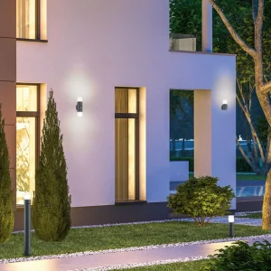 Trio Lighting Borne lumineuse moderne Hoosic avec détecteur^ Bornes Extérieures Avec Détecteur