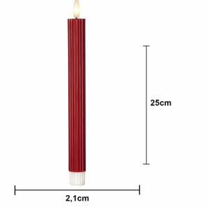STAR TRADING Bougie LED Flamme Stripe, rouge, 25 cm, cire, batterie, set de 2 pièces^ Lumière De Noël