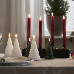 STAR TRADING Bougie LED Flamme Stripe, rouge, 25 cm, cire, batterie, set de 2 pièces^ Lumière De Noël