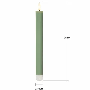 STAR TRADING Bougie LED Flamme Stripe, vert, 25 cm, pile de cire Set de 2 pièces^ Lumière De Noël
