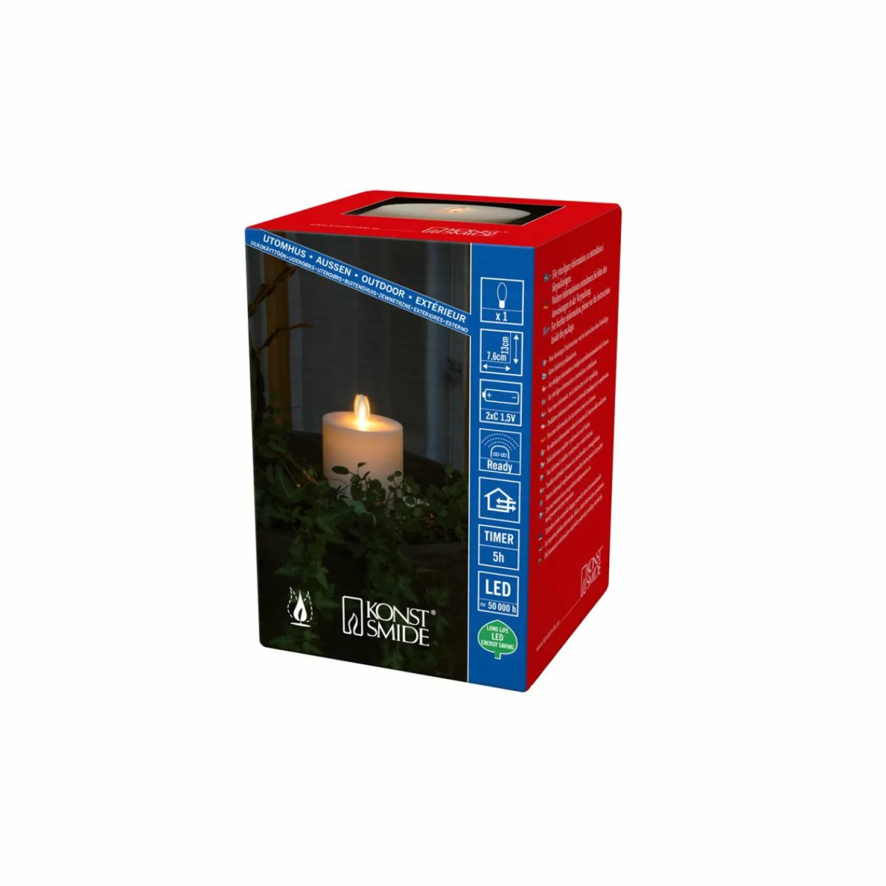 bougie_led_ip_blanc_crme_lisse_hauteur_cm_2.webp Konstsmide Christmas Bougie LED IP44 blanc crème lisse hauteur 13cm^ Lumière De Noël