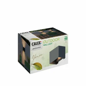 Calex applique d'extérieur Rectangle up/down, hauteur 10cm, noir^ Appliques Murales Extérieures