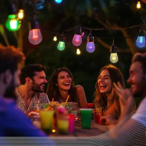 Calex Guirlande lumineuse LED Vibey, longueur 10 m, télécommande, RGBIC,^ Lampes Décoratives