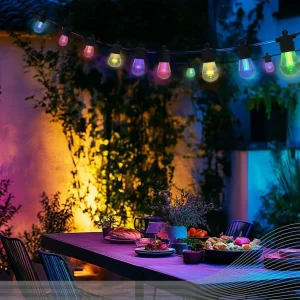 Calex Guirlande lumineuse LED Vibey, longueur 10 m, télécommande, RGBIC,^ Lampes Décoratives