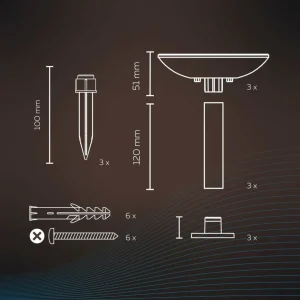 Calex Smart Outdoor Pathlight Piquet de terre CCT RVB 3 pièces^ Lampes Décoratives