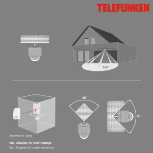 Telefunken Capteur de mouvement Funchal LED 1 000 W max blanc^ Détecteurs De Mouvement